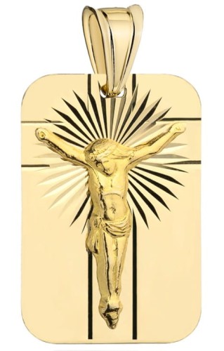 Złoty Medalik Pełny z Jezusem  pr 585 Grawer Gratis