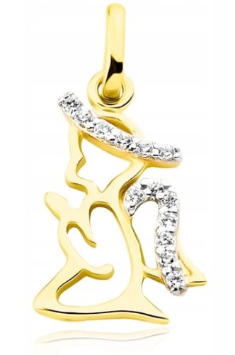 Złota Zawieszka Wisiorek Aniołek z Cyrkoniami pr 585