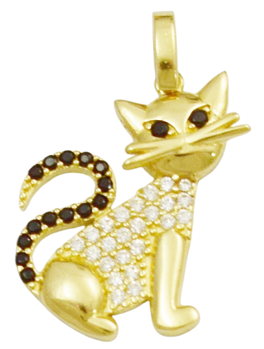 Złota Zawieszka Kot z Cyrkoniami pr 585  Grawer Gratis 