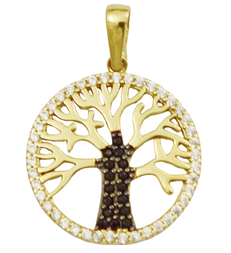 Złota Zawieszka Drzewko Szczęścia z Cyrkoniami pr 585  Grawer Gratis 