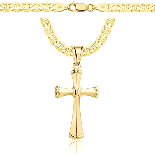 Srebrny Pozłacany Łańcuszek Gucci 5,50 mm z Krzyżykiem pr 925  Grawer Gratis 