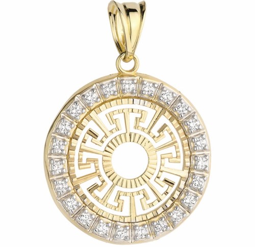Zawieszka Złote Azteckie Ażurowe Koło i Cyrkonie Złoto pr 585 