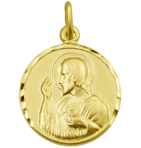 Złoty Medalik Pełny Szkaplerz Okrągły  pr 585 Grawer Gratis 