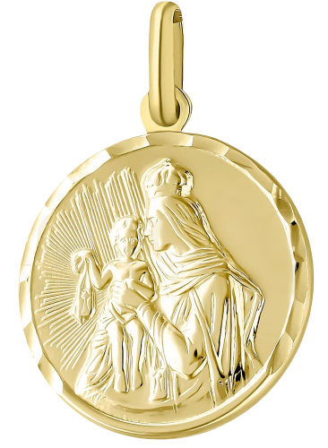 Złoty Medalik Pełny Szkaplerz Okrągły  pr 585 Grawer Gratis  