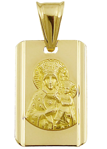 Złoty Duży Medalik Pełny Matka Boska Częstochowska pr 585 Grawer Gratis 