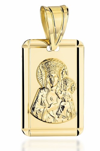 Złoty  Medalik Pełny z Matką Boską pr 585 