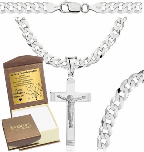 Łańcuszek Srebrny Pancerka z Krzyżykiem 5,00 mm pr 925 