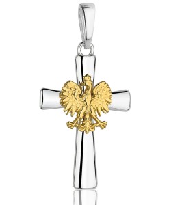Srebrny Krzyżyk z Orzełkiem Pozłacanym pr 925