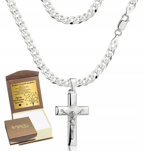 Łańcuszek Srebrny Pancerka 5,50 mm z Krzyżykiem pr 925  Grawer Gratis 