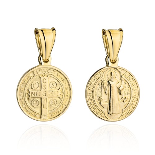 Złoty Medalik  św. Benedykt  pr 585 Grawer Gratis