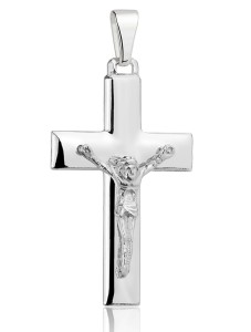 Srebrny Krzyżyk Diamentowany z Jezusem  pr 925