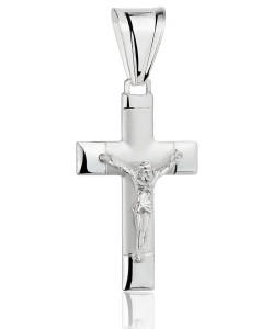 Srebrny Krzyżyk Diamentowany z Jezusem  pr 925 