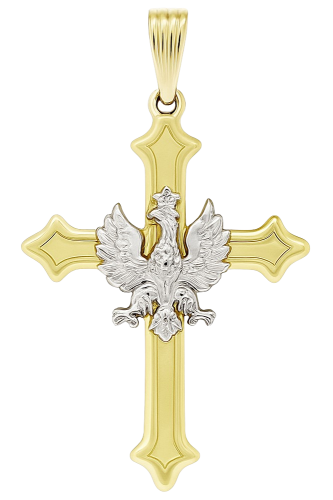 Złoty Krzyżyk Patriotyczny Pełny z Orzełkiem  pr 585  Grawer Gratis 