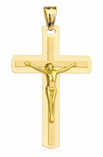  Złoty Duży Diamentowany Krzyżyk Męski  pr 585  