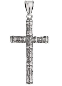 Srebrny Krzyżyk Oksydowany  Duży z Wzorkiem pr 925