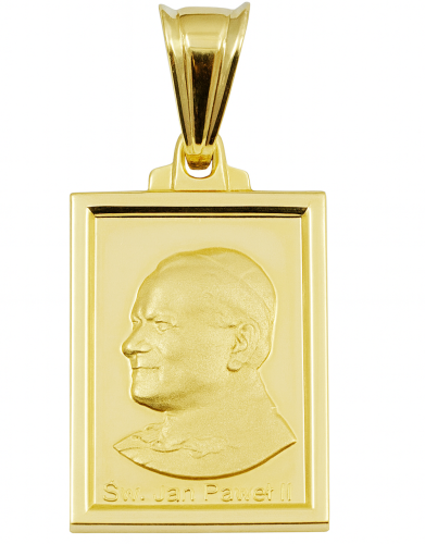 Złoty Duży Medalik Pełny  św. Jan Paweł II  pr 585 Grawer Gratis