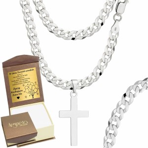Łańcuszek Srebrny Pancerka 5,00 mm z Krzyżykiem pr 925  