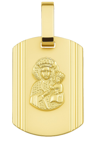 Złoty Duży Medalik Pełny z Matką Boską pr 585  Grawer Gratis 