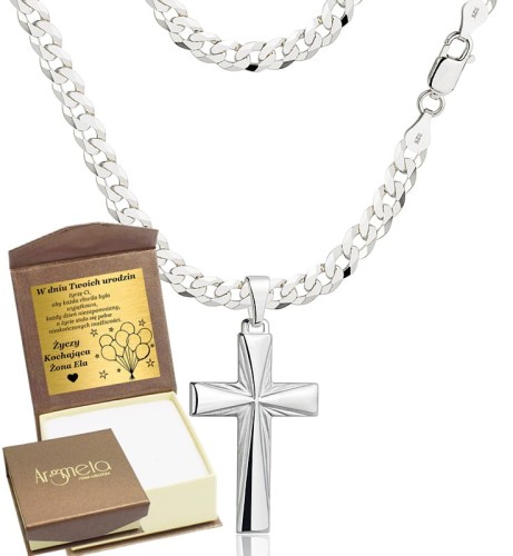 Łańcuszek Srebrny Pancerka 5,00 mm z Krzyżykiem pr 925 