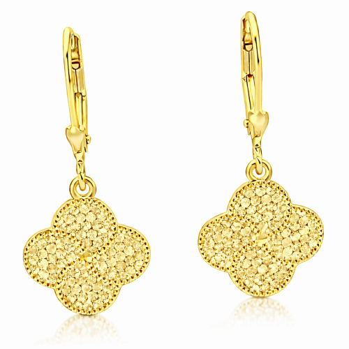 Srebrne Kolczyki Pozłacane z Koniczynką   pr 925 