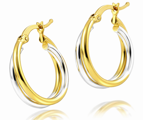  Kolczyki Srebrne Koła Podwójne ze Złoceniem  pr 925  