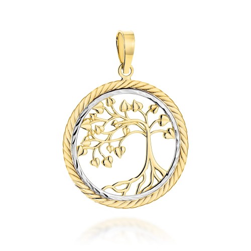 Zawieszka Złota Drzewko Szczęścia w Dwóch Kolorach Złota i Plecionej Oprawie  pr 585