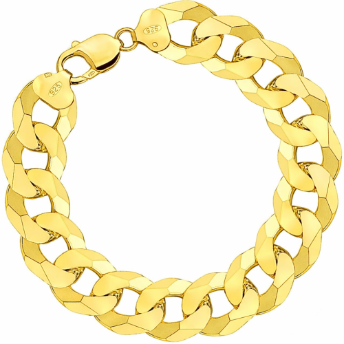 Srebrna Bransoletka Pozłacana Męska Pancerka 15,50 mm pr 925 Grawer Gratis 