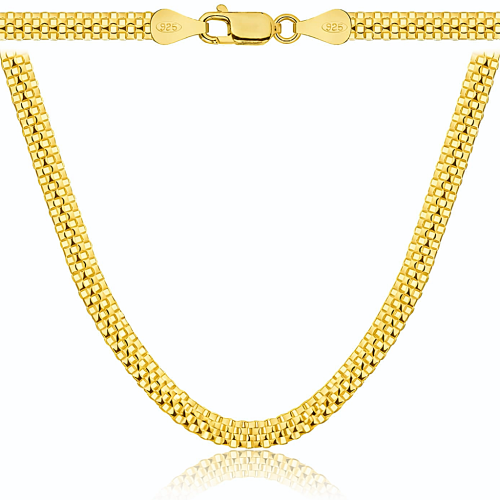 Łańcuszek Srebrny Pozłacany Tub Ażurowy 4,00 mm pr 925 Grawer Gratis 