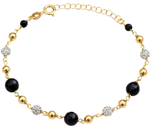 Bransoletka Srebrna Pozłacana z Kulkami  pr 925 