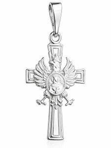 Srebrny Krzyżyk Patriotyczny  z Orłem i Matką Boską pr 925 