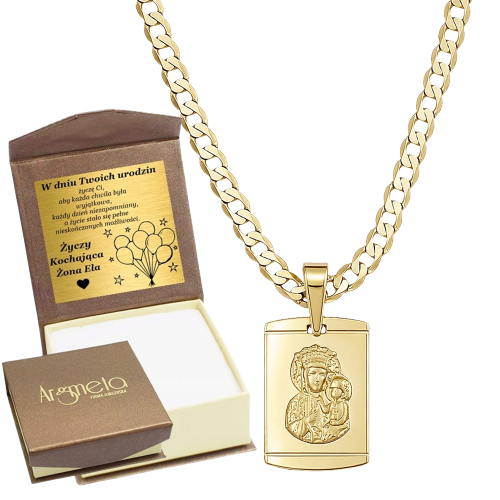 Łańcuszek Złoty Pancerka 2,60 mm z Medalikiem pr 585 Grawer Gratis 