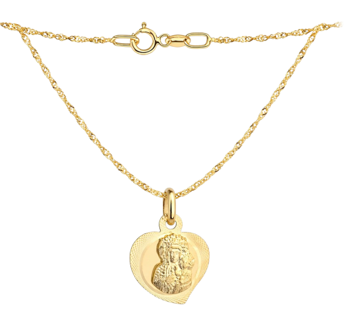 Złoty Łańcuszek Singapur z Medalikiem Serce  pr 585 