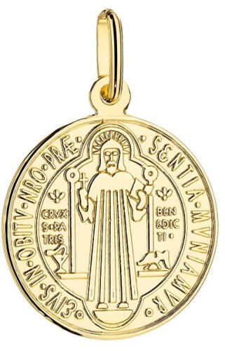 Złoty Medalik  św. Benedykt Duży  pr 585  