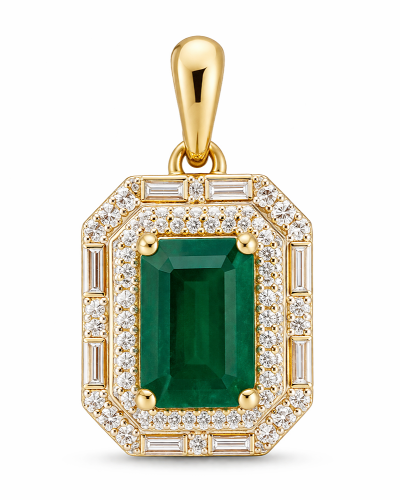  Złota Zawieszka z Diamentami i Szmaragdem pr 585