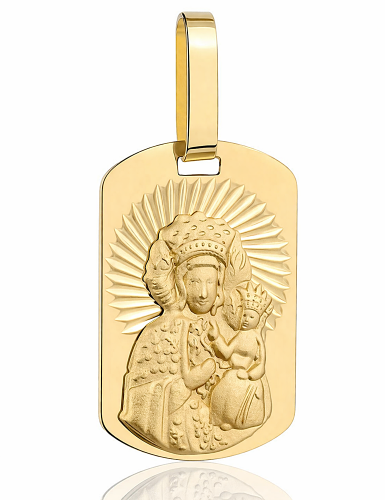 Złoty medalik z reliefem Matki Boskiej1.png