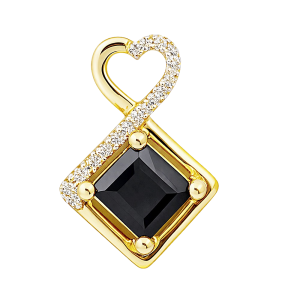 Złota Zawieszka z Czarnym Szafirem pr. 585