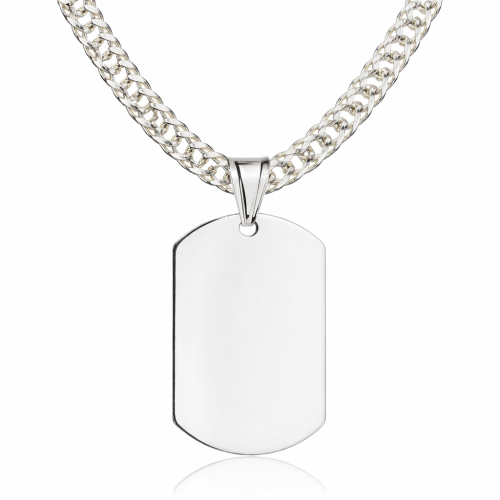 Srebrny Łańcuszek Rombo 6,00 mm z Nieśmiertelnikiem pr 925 Grawer Gratis