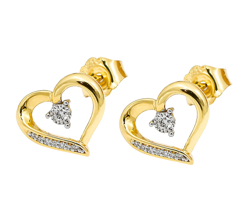  Złote Kolczyki Serduszka  z Diamentami  pr  585 
