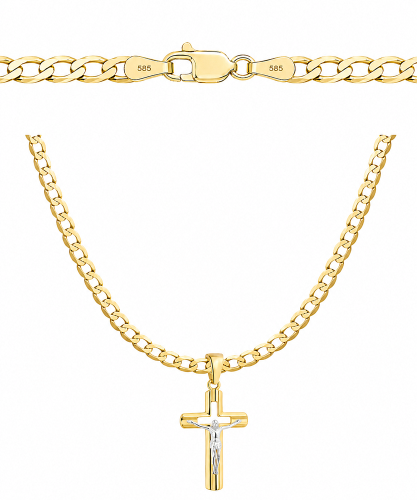 Złoty Łańcuszek Pancerka 2,50 mm z Krzyżykiem pr 585