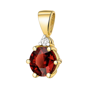Zawieszka Złota z Granatem 0,60 ct i Diamentem 0,015 ct  pr 585