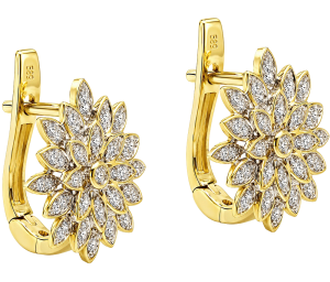 Kolczyki Złote Damskie Kwiaty Diamentami pr. 585 14K