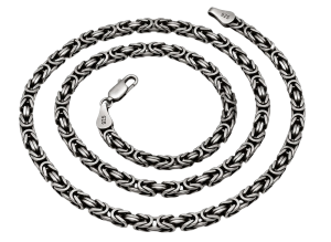 Srebrny Łańcuszek  Splot Królewski Pełny Oksydowany 3,80 mm Kwadratowy  pr 925