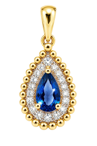 Złota Zawieszka Damska z Diamentami London Blue Topaz Złoto 585 14K
