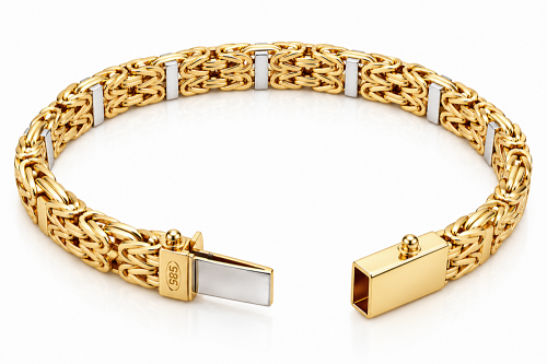Bransoletka Złota Męska Splot Królewski 7,30 mm pr 585  